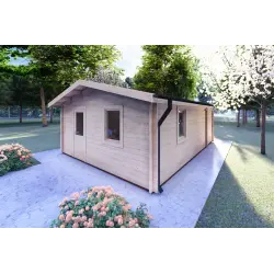 Chalet en bois DALIA 5x7 44mm, façade côté droit