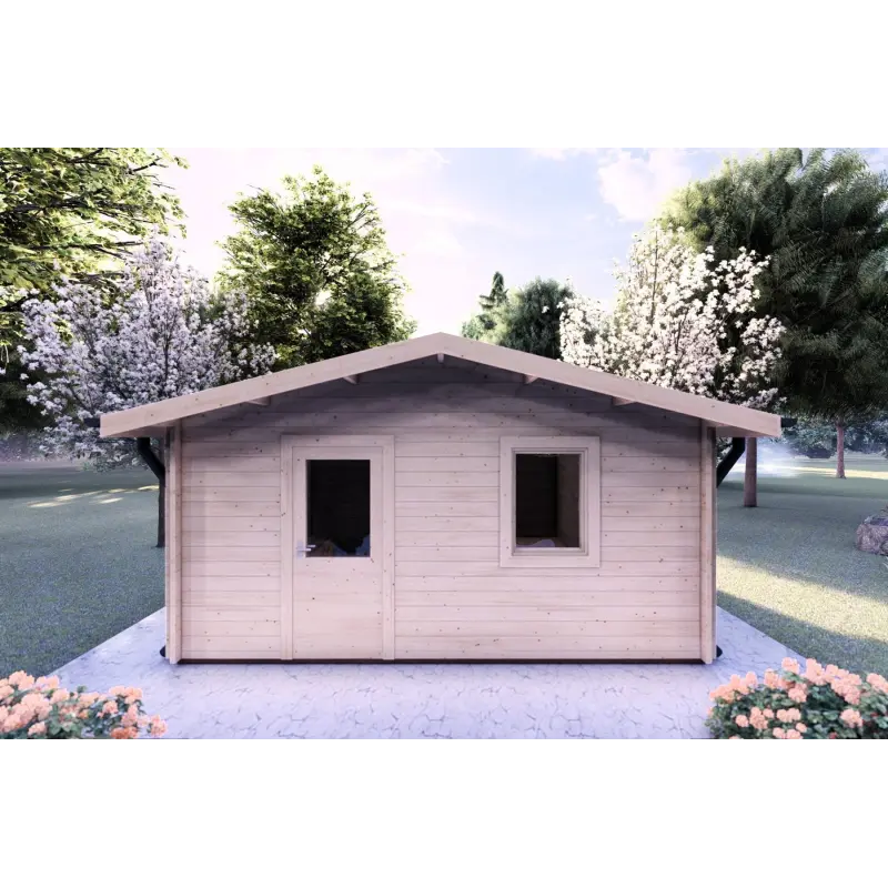 Chalet en bois DALIA 5x7 44mm, vue frontale