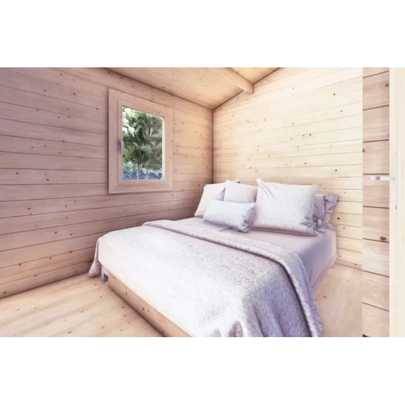 Chalet en bois DALIA 5x7 44mm, intérieur chambre principale