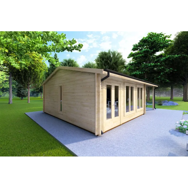 Bureau-Studio de jardin ADELE 8x6 44mm, façade côté gauche