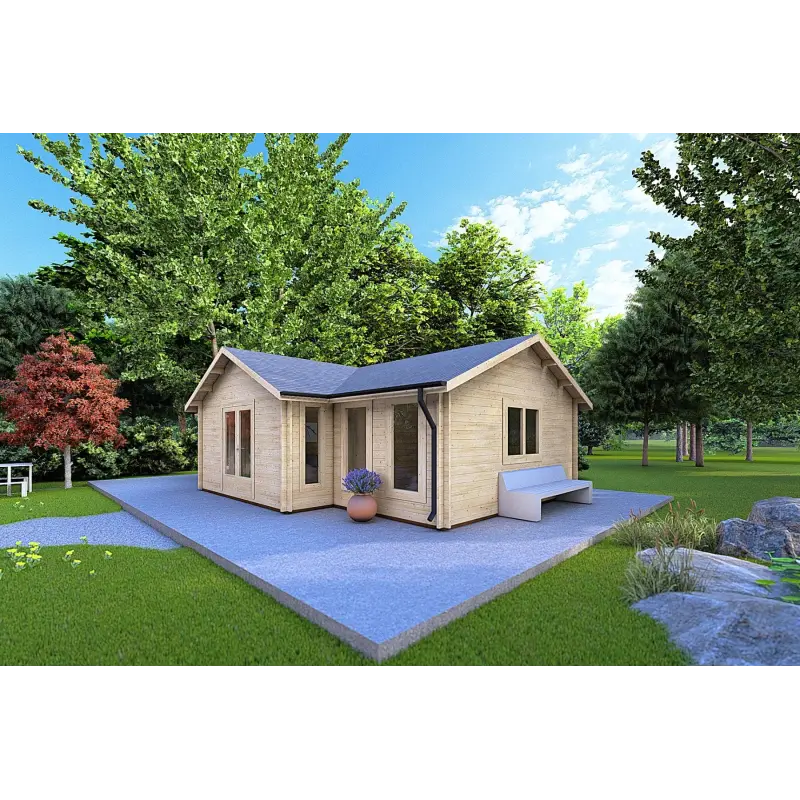 Bureau-Studio de jardin NOEMI 10x6 44mm, façade côté droit