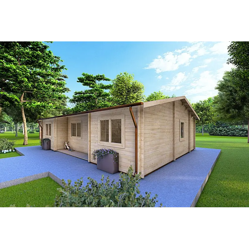 Chalet en bois GIADA 10x7.2, 44mm, façade côté droit