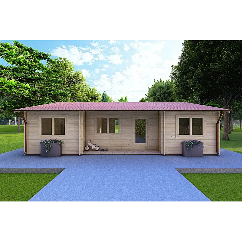 Chalet en bois GIADA 10x7.2, 44mm, vue frontale