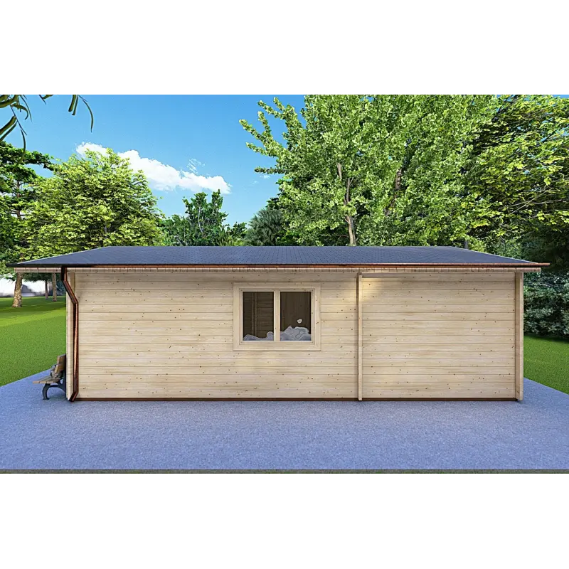 Chalet en bois LARA 6x8, 44mm, côté droit