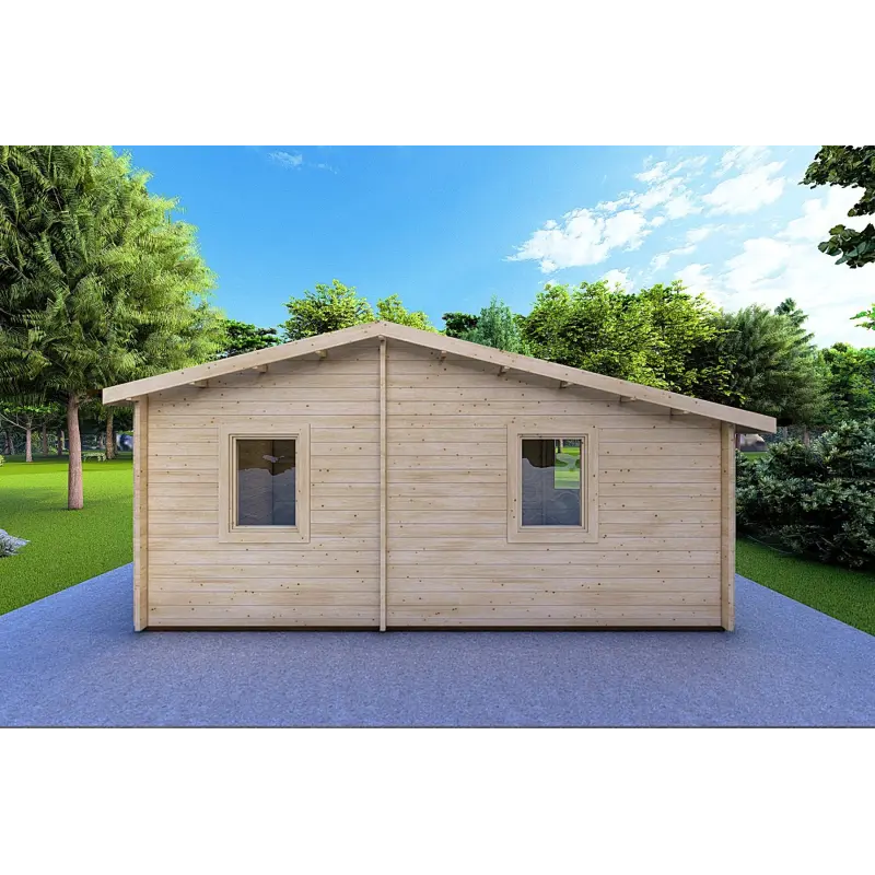 Chalet en bois LARA 6x8, 44mm, vue arrière