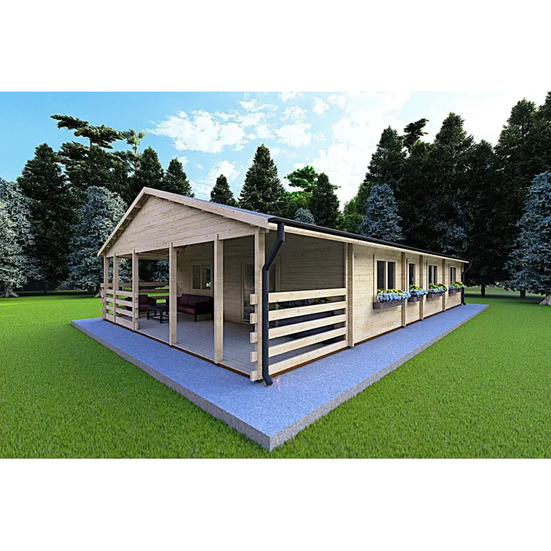Véranda bois FIRENZE 8x12, 44mm, façade côté droit