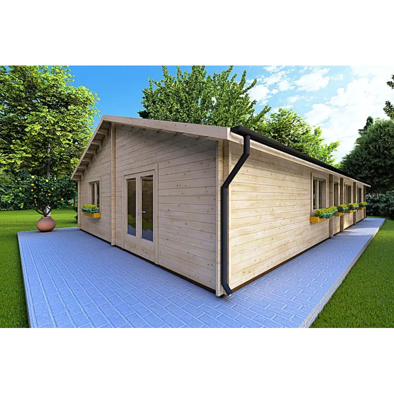 Chalet bois NIZZA 8x14.50, 44mm, façade côté droit