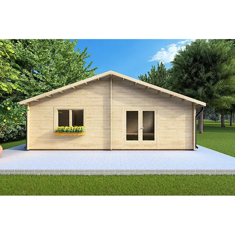 Chalet bois NIZZA 8x14.50, 44mm, vue frontale