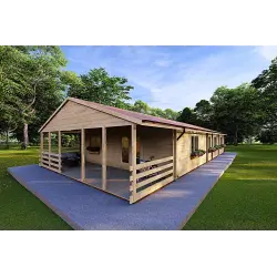 Chalet en bois SOFIA 8x14.50, 44mm, façade côté droit