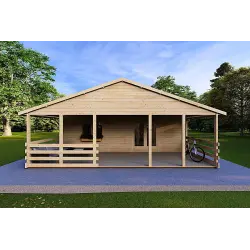 Chalet en bois SOFIA 8x14.50, 44mm, vue frontale