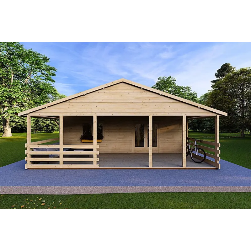 Chalet en bois SOFIA 8x14.50, 44mm, vue frontale