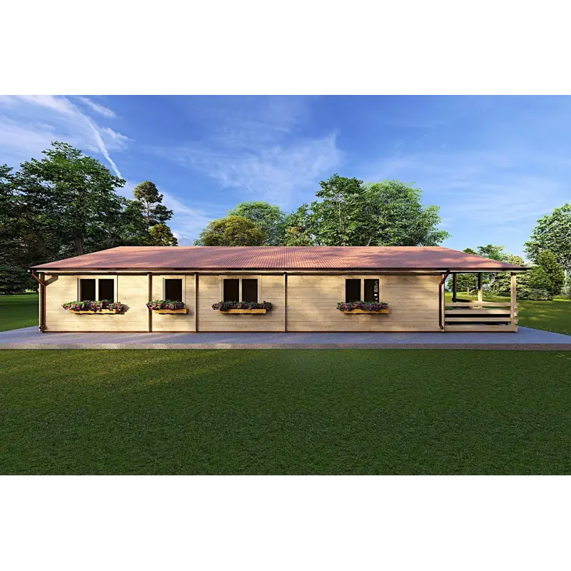 Chalet en bois SOFIA 8x14.50, 44mm, côté gauche