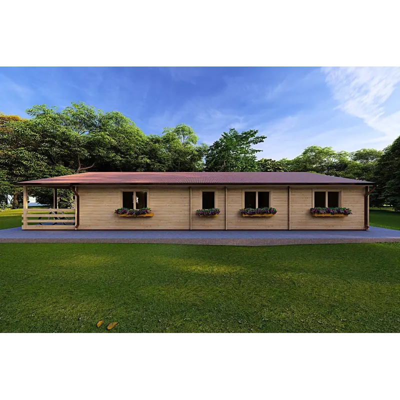 Chalet en bois SOFIA 8x14.50, 44mm, côté droit