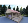 Chalet bois SMERALDA 6x6 avec mezzanine aménageable 14,35 m² et terrasse 17 m², 44mm, façade côté droit
