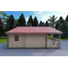 Chalet bois SMERALDA 6x6 avec mezzanine aménageable 14,35 m² et terrasse 17 m², 44mm, côté gauche