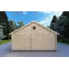 Chalet bois SMERALDA 6x6 avec mezzanine aménageable 14,35 m² et terrasse 17 m², 44mm, vue arrière