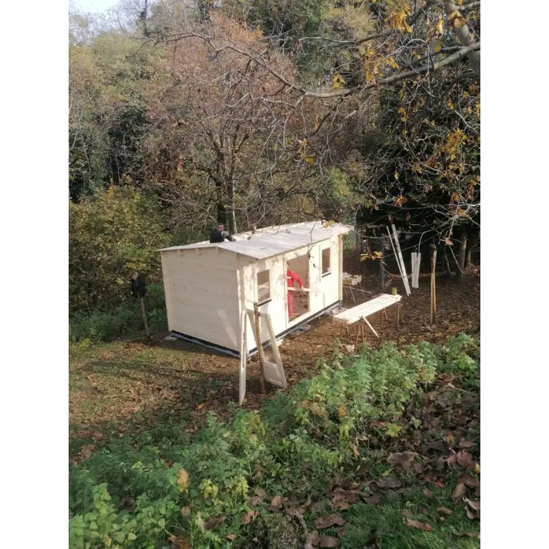 Maison en bois de jardin AZZURRA 5x3 44 mm, façade côté gauche – modèle réalisé