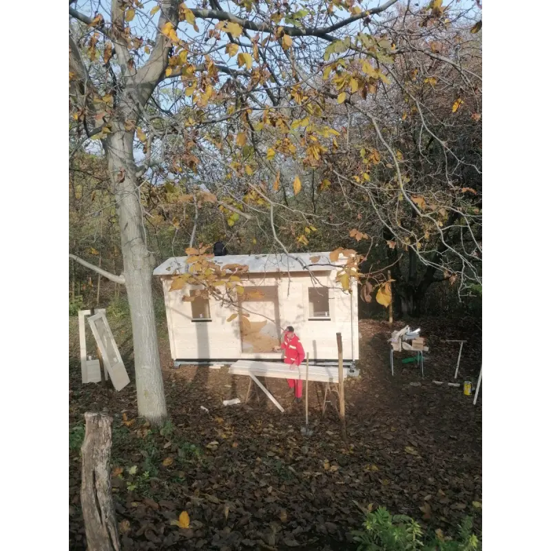 Maison en bois de jardin AZZURRA 5x3 44 mm, vue frontale – modèle réalisé