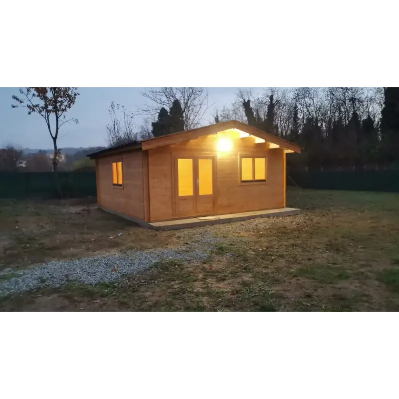 Véranda bois LELLA 6x6 44mm, modèle réalisé - vue frontale
