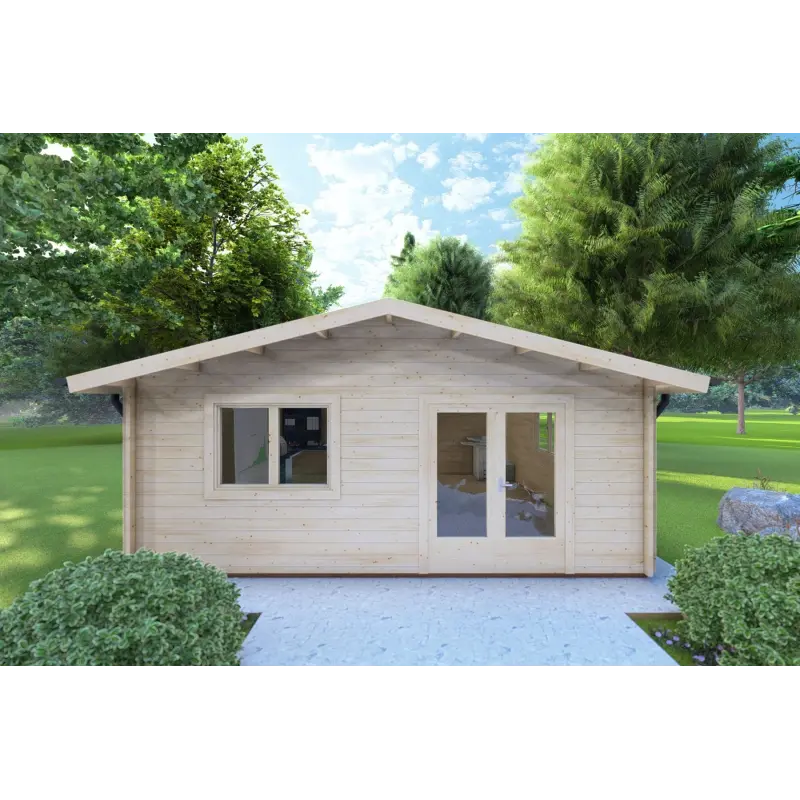 Véranda bois LELLA 6x6 44mm, vue frontale