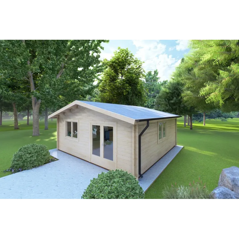 Véranda bois LELLA 6x6 44mm, façade côté droit