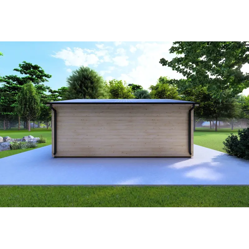 Abris de jardin NELLA 6x4.2 avec auvent intégré 6x1.6 44mm, vue arrière