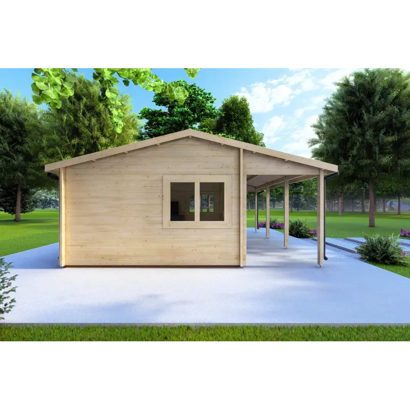 Abris de jardin NELLA 6x4.2 avec auvent intégré 6x1.6 44mm, côté gauche