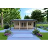 Abris de jardin NELLA 6x4.2 avec auvent intégré 6x1.6 44mm, vue frontale
