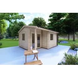Abris de jardin en bois SONIA 5x4 44mm, façade côté gauche