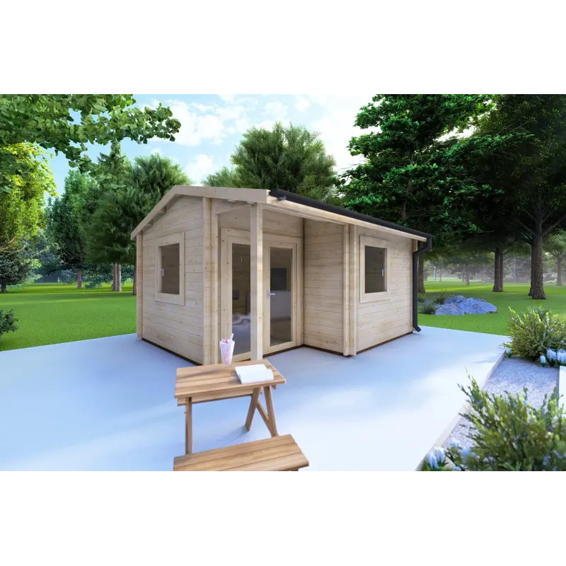 Abris de jardin en bois SONIA 5x4 44mm, façade côté gauche