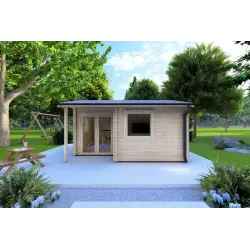 Abris de jardin en bois SONIA 5x4 44mm, vue frontale