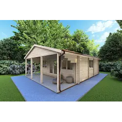 Maison en bois PERLA 6x6 , 44/100/44 mm, façade côté droit