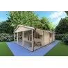 Maison en bois PERLA 6x6 , 44/100/44 mm, façade côté droit