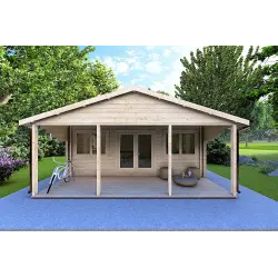Maison en bois PERLA 6x6 , 44/100/44 mm, vue frontale