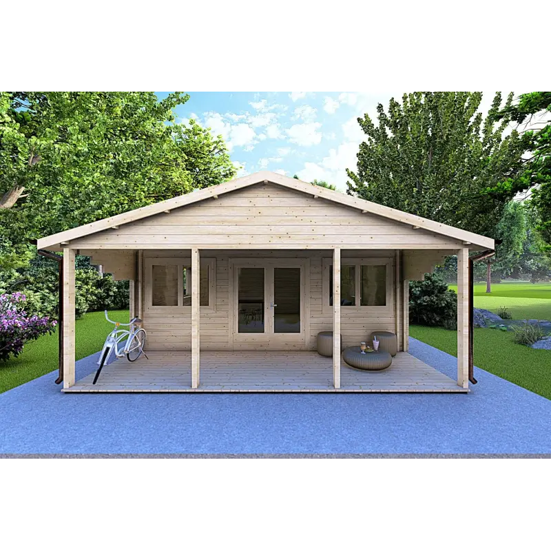 Maison en bois PERLA 6x6 , 44/100/44 mm, vue frontale
