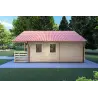 Véranda bois avec porche et mezzanine GAIA 33.30 m², 44mm, côté droit