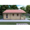 Véranda bois avec porche et mezzanine GAIA 33.30 m², 44mm, côté gauche