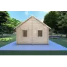 Véranda bois avec porche et mezzanine GAIA 33.30 m², 44mm, vue arrière