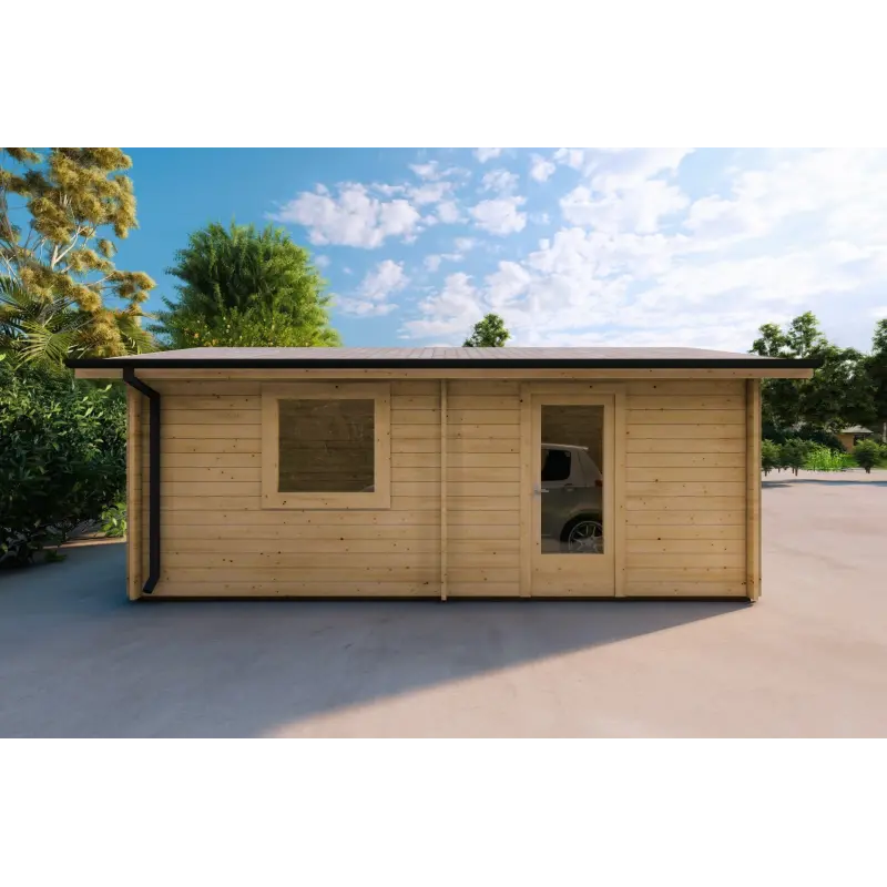 Garage en bois SIMPLE 3.5x6, 44mm, côté gauche