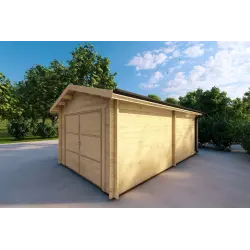 Garage en bois SIMPLE 3.5x6, 44mm, façade côté droit