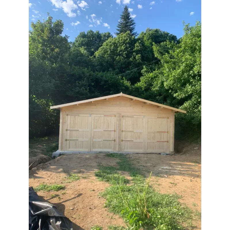 Garage DOUBLE en bois 6x6, 44mm, vue frontale – modèle réalisé