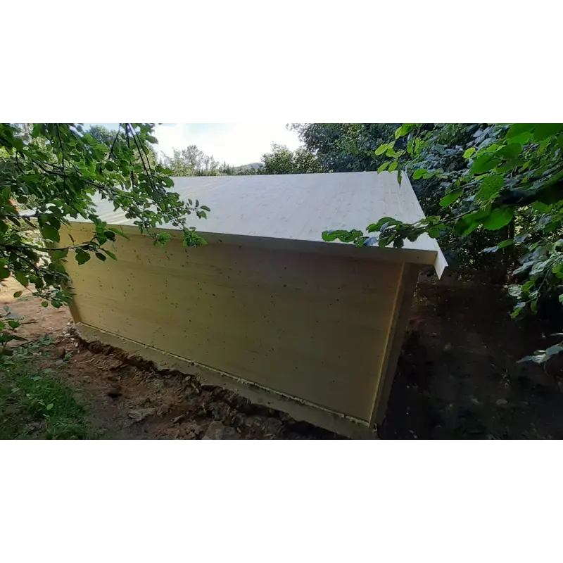 Garage DOUBLE en bois 6x6, 44mm, vue arrière – modèle réalisé