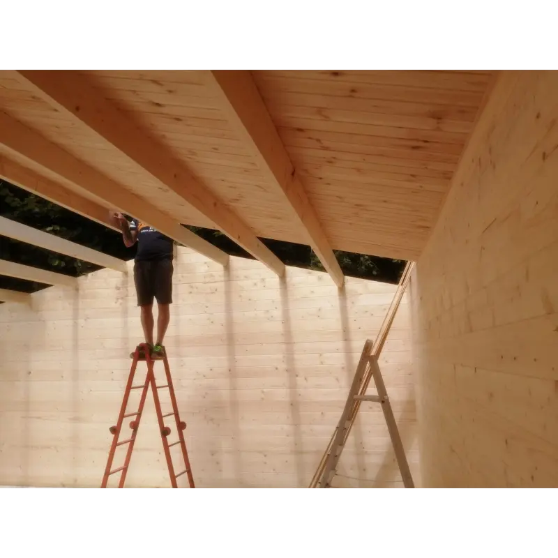 Garage DOUBLE en bois 6x6, 44mm, intérieur toit – modèle réalisé