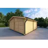 Garage DOUBLE en bois 6x6, 44mm, façade côté droit
