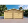 Garage DOUBLE en bois 6x6, 44mm, vue frontale