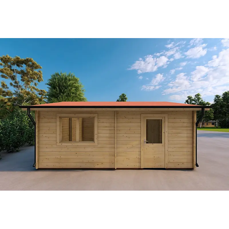 Garage DOUBLE en bois 6x6, 44mm, côté gauche