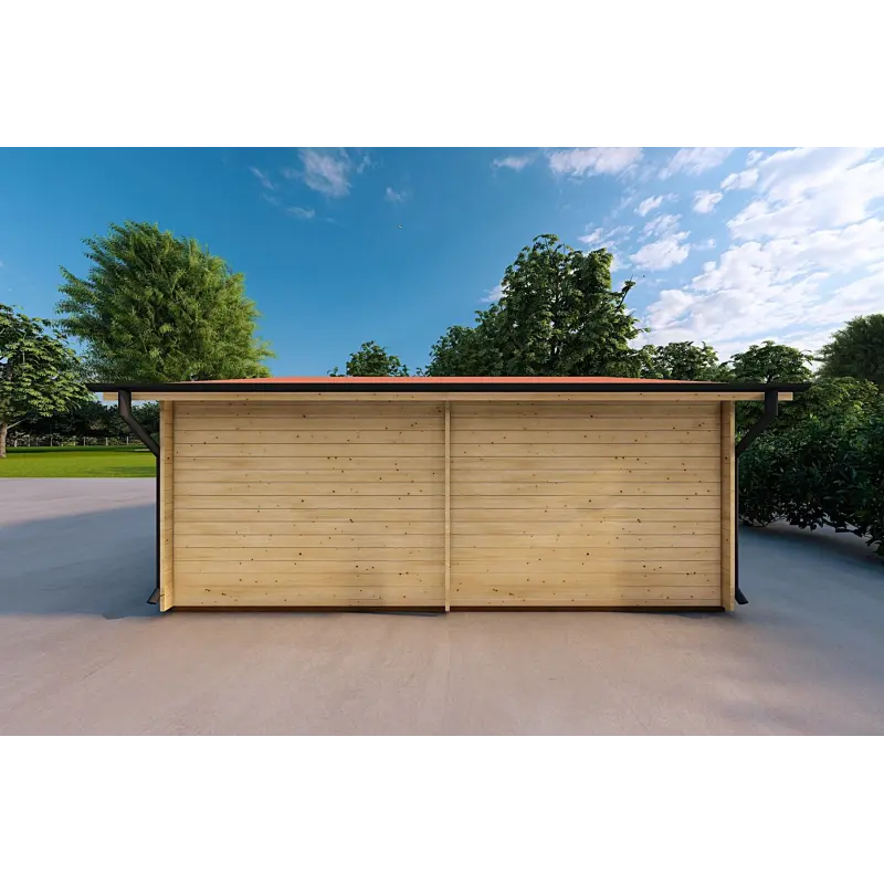 Garage DOUBLE en bois 6x6, 44mm, côté droit
