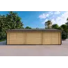 Garage in bois TRIPLE 9x6, 44mm, vue frontale