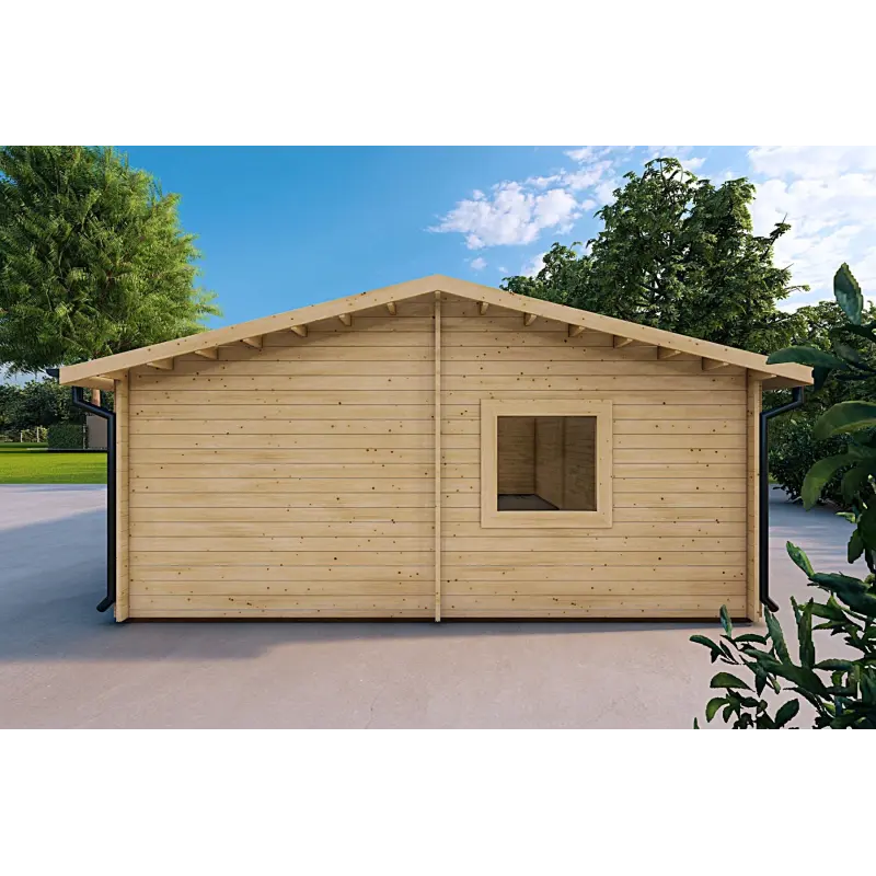 Garage in bois TRIPLE 9x6, 44mm, côté droit