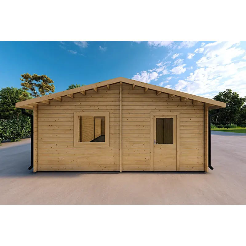 Garage in bois TRIPLE 9x6, 44mm, côté gauche